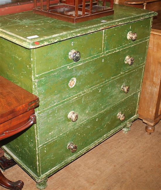 Victorian green painted pine chest of drawers